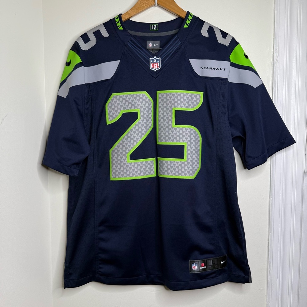 Nike NFL Seattle Seahawks 25 Sherman Football Jersey Adult Size Large Navy